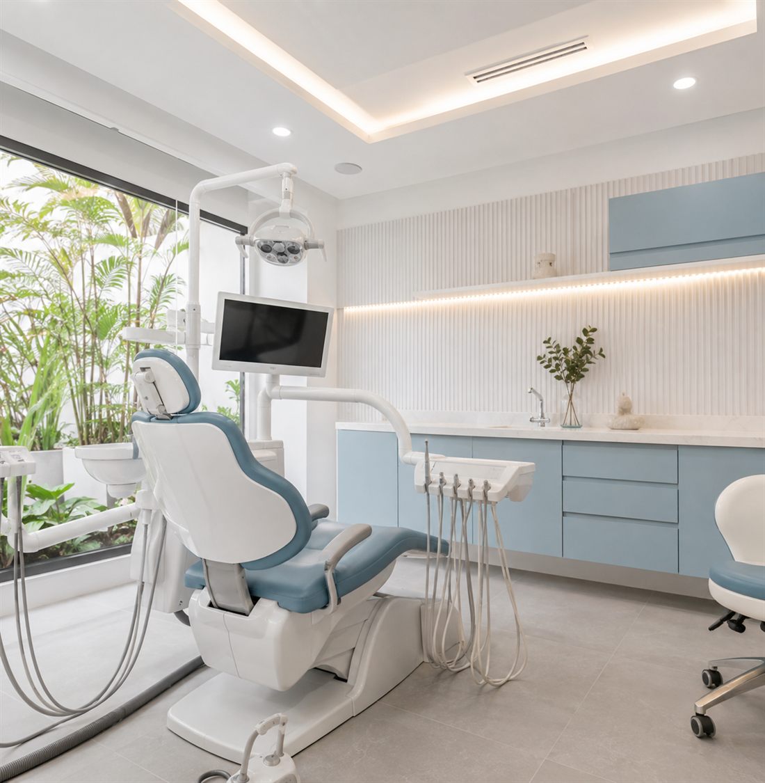Consultorio moderno, limpio y luminoso de Dentistas Mendoza en Miraflores